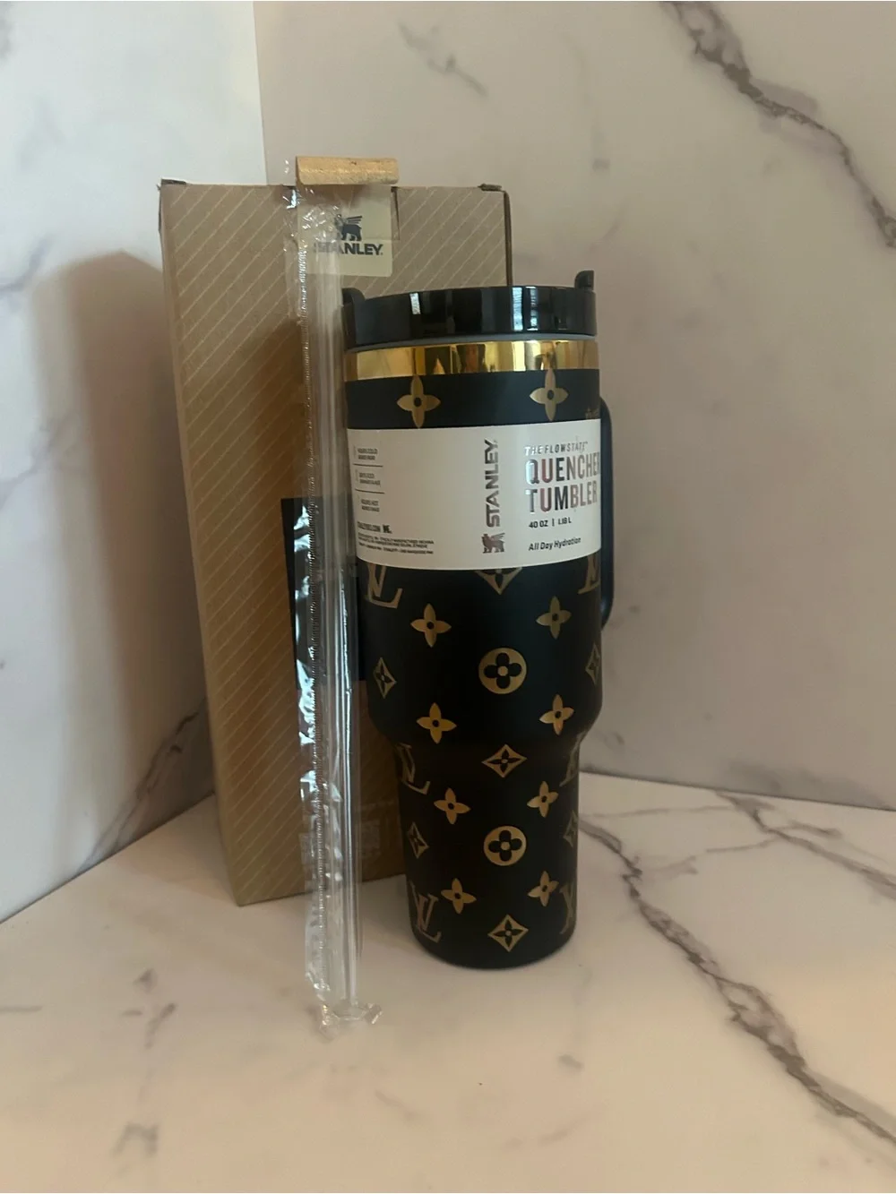 Stanley Black Tumbler with Gold Monogram Accents - Picture 2 of 5